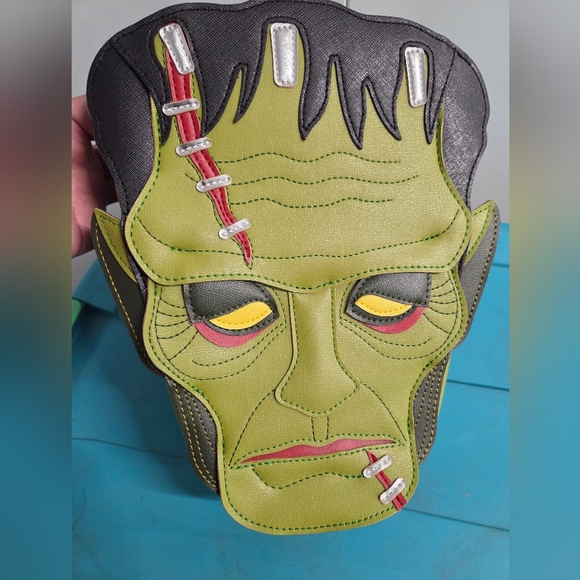 Love Pain And Stitches collab with Vixen Frankenstein face crossbody purse - Picture 2 of 8